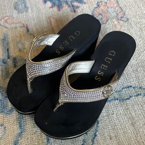 GUESS Black and Silver Women's Sandals